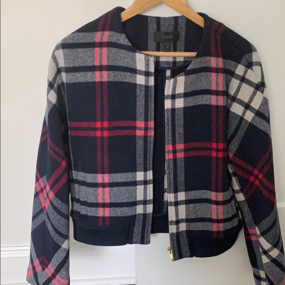 J Crew Plaid Bomber Jacket